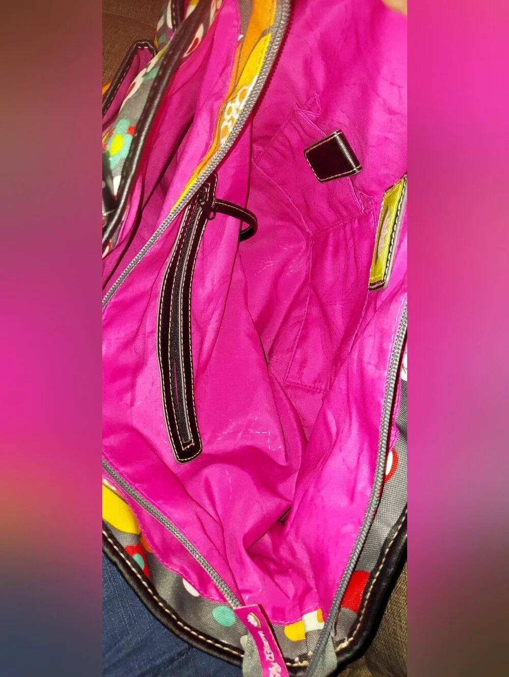 Lily Bloom Multicolor Floral Tote with Black Trim